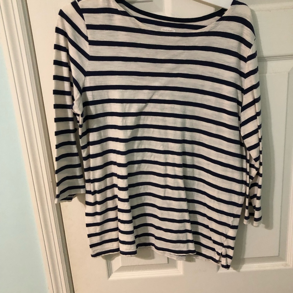 Striped Navy and White Women's Top